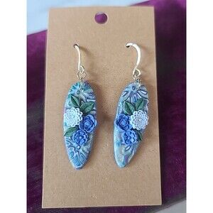 Polymer Clay Floral Dangling Pierced Earrings New